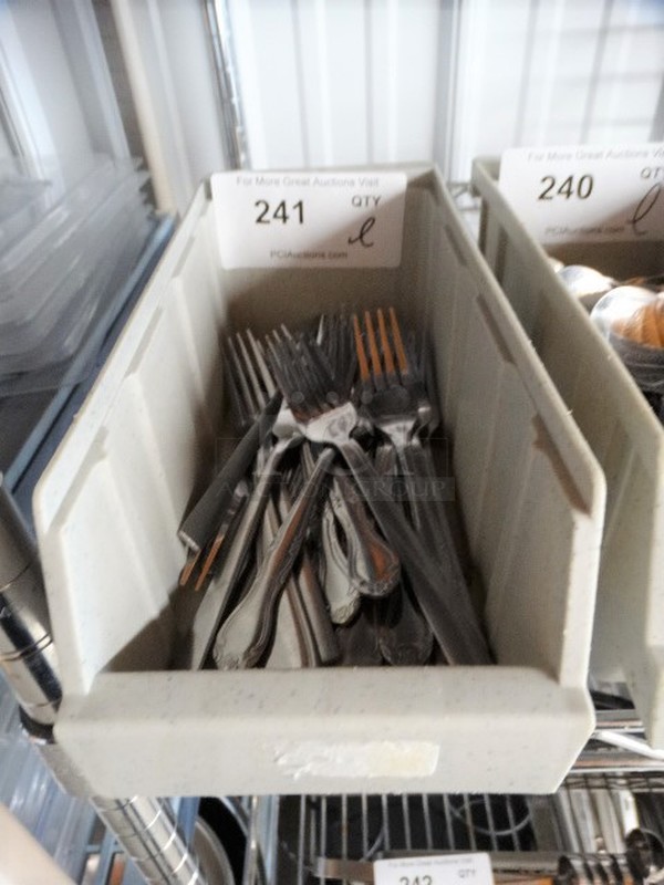 ALL ONE MONEY! Lot of Metal Forks in Poly Bin! 6" - Image 1 of 4