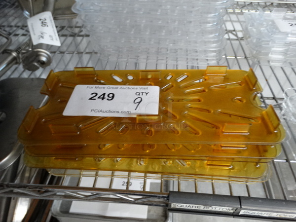 9 Amber Colored Poly 1/3 Size Drop In Bin Straining Inserts. 9 Times Your Bid! - Image 1 of 3