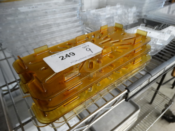 9 Amber Colored Poly 1/3 Size Drop In Bin Straining Inserts. 9 Times Your Bid! - Image 3 of 3