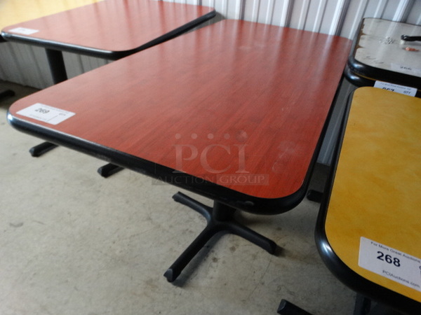 Red Table on Black Metal Table Base. 24x48x30 - Image 2 of 6