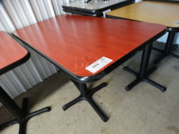 Red Table on Black Metal Table Base. 24x48x30 - Image 3 of 6