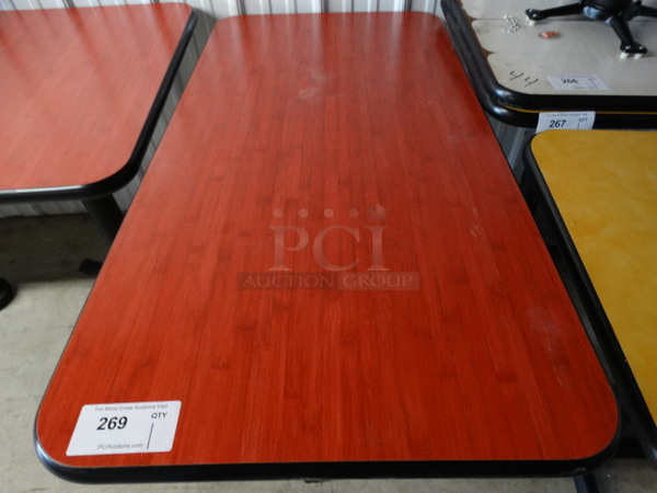 Red Table on Black Metal Table Base. 24x48x30 - Image 4 of 6