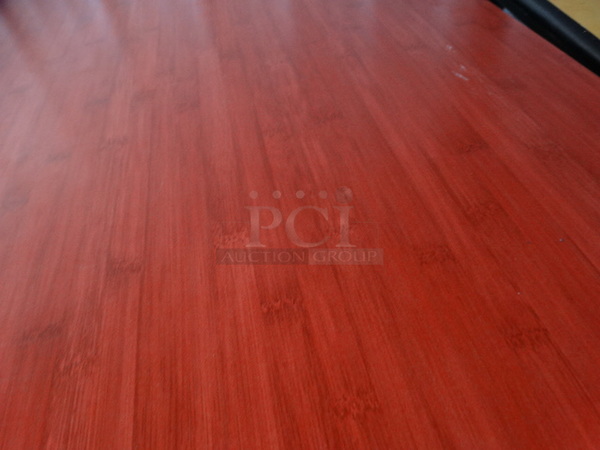 Red Table on Black Metal Table Base. 24x48x30 - Image 5 of 6