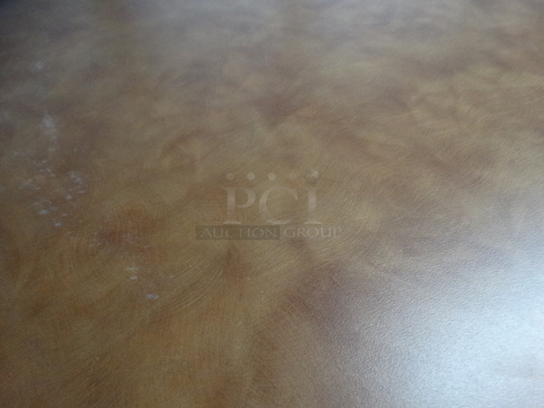 Round Brown Table on Black Metal Table Base. Stock Picture - Cosmetic Condition May Vary. 34x34x30 - Image 3 of 4