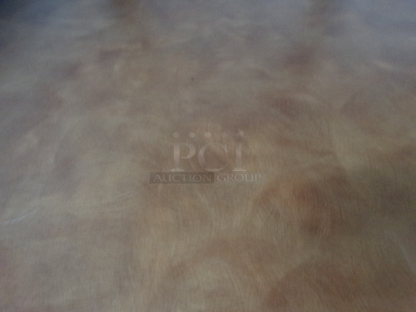 Round Brown Table on Black Metal Table Base. Stock Picture - Cosmetic Condition May Vary. 28x28x30 - Image 3 of 4