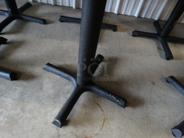 Round Brown Table on Black Metal Table Base. Stock Picture - Cosmetic Condition May Vary. 28x28x30 - Image 4 of 4