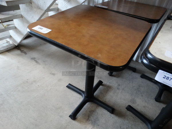 Brown Table on Black Metal Table Base. Stock Picture - Cosmetic Condition May Vary. 24x24x30 - Image 2 of 4