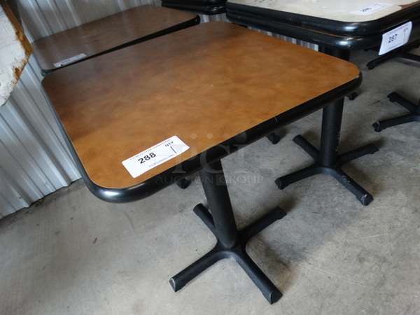 Brown Table on Black Metal Table Base. Stock Picture - Cosmetic Condition May Vary. 24x24x30 - Image 3 of 4