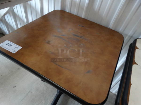 Brown Table on Black Metal Table Base. 24x24x30 - Image 2 of 3