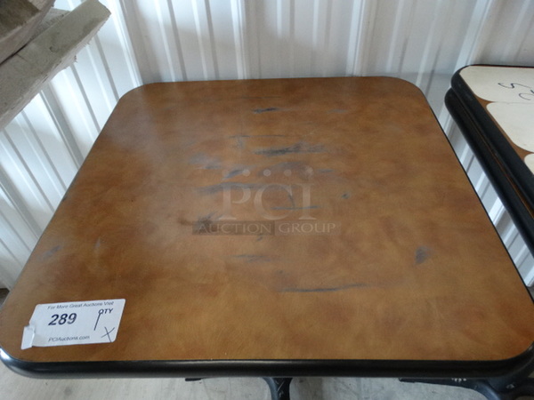 Brown Table on Black Metal Table Base. 24x24x30 - Image 3 of 3