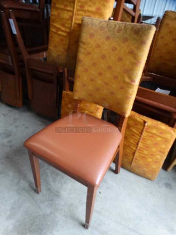 3 Dining Chairs w/ Patterned Backrest and Brown Seat Cushion. Stock Picture - Cosmetic Condition May Vary. 18x18x39. 3 Times Your Bid! - Image 2 of 6