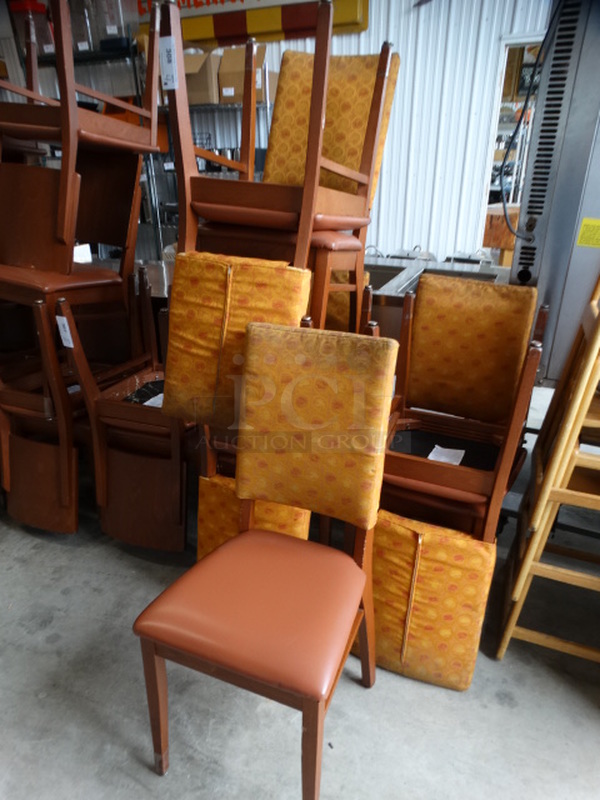 3 Dining Chairs w/ Patterned Backrest and Brown Seat Cushion. Stock Picture - Cosmetic Condition May Vary. 18x18x39. 3 Times Your Bid! - Image 4 of 6