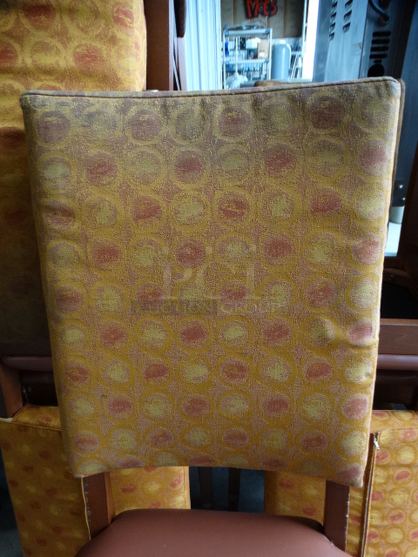 3 Dining Chairs w/ Patterned Backrest and Brown Seat Cushion. Stock Picture - Cosmetic Condition May Vary. 18x18x39. 3 Times Your Bid! - Image 5 of 6
