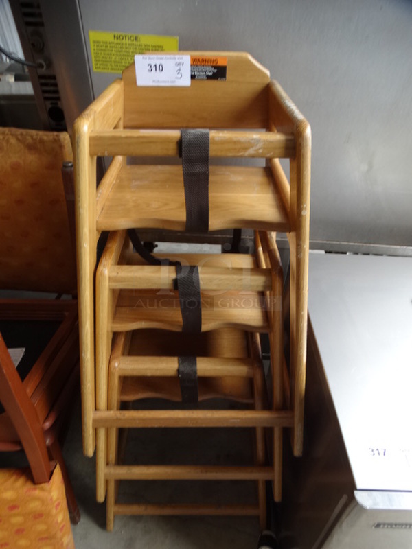 3 Wood Pattern High Chairs. 19x20x29. 3 Times Your Bid!