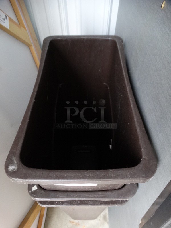 3 Brown Poly Slim Jim Trash Cans. 11x20x30. 3 Times Your Bid! - Image 2 of 4