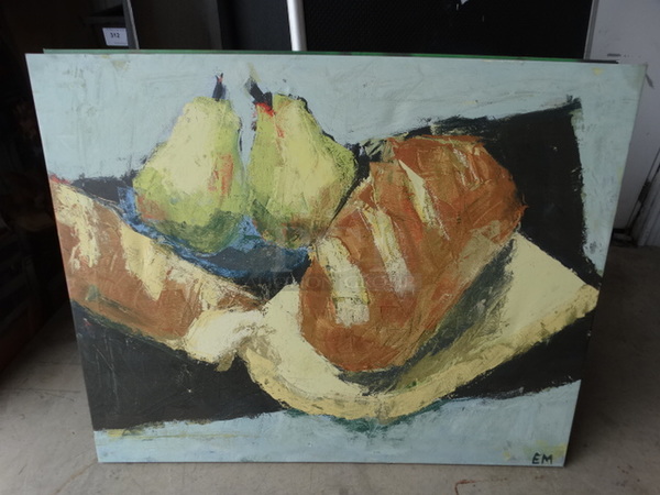 2 Pictures; Bread/Pears and Apples in Vase. 40x1x40, 40x1x48. 2 Times Your Bid! - Image 1 of 5