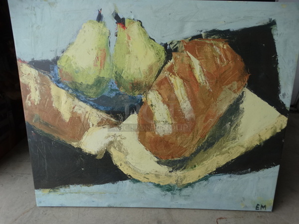 2 Pictures; Bread/Pears and Apples in Vase. 40x1x40, 40x1x48. 2 Times Your Bid! - Image 2 of 5
