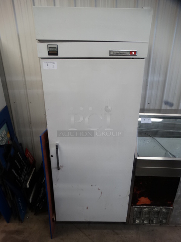 NICE! Kelvinator Model T3CHSP-4 Metal Commercial Single Door Hardening Cabinet w/ Poly Coated Racks. 115 Volts, 1 Phase. 31x35x84. Tested and Working! - Image 1 of 8