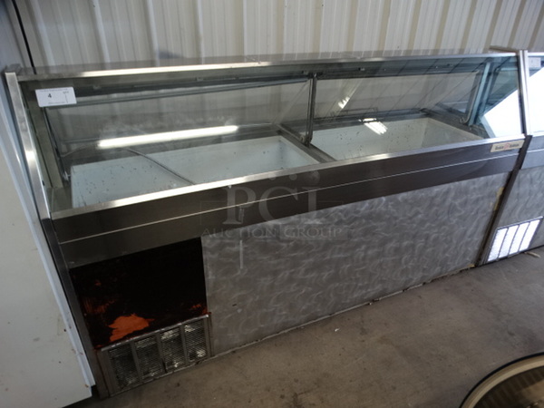 GREAT! Stainless Steel Commercial Floor Style Ice Cream Dipping Cabinet w/ 4 Metal Ice Cream Tub Collars. 89.5x30x52.5. Cannot Test - Unit Was Previously Hardwired - Image 1 of 6