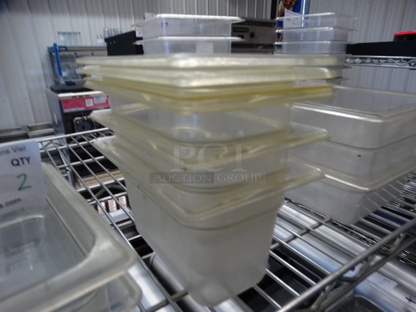 3 Poly Clear 1/9 Size Drop In Bins w/ 3 Lids. 1/9x4. 3 Times Your Bid! - Image 2 of 3