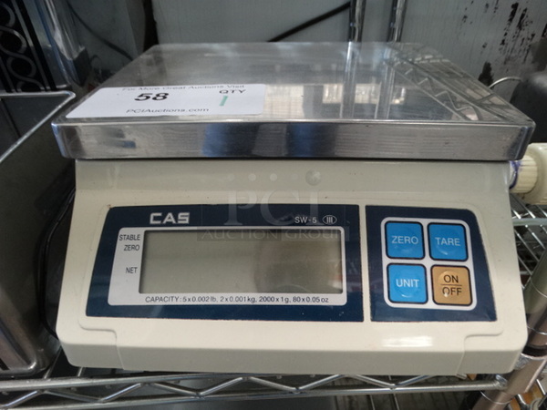 CAS Model SW-5 Countertop Food Portioning Scale. 115 Volts, 1 Phase. 9.5x11.5x5.5. Tested and Working!