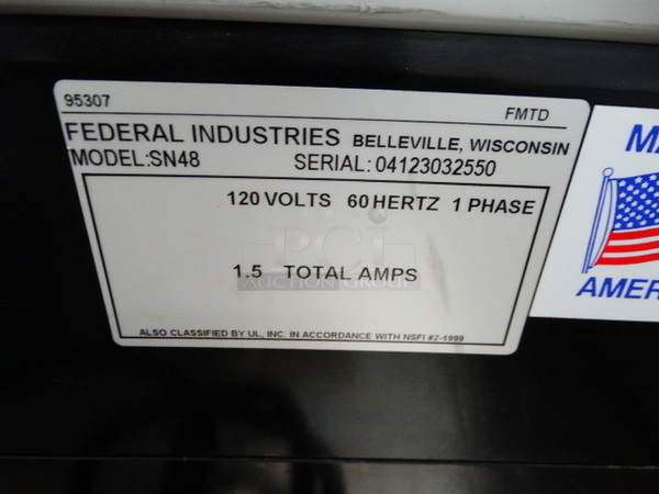 SWEET! Federal Model SN48 Commercial Floor Style Deli Display Case Merchandiser w/ Poly Coated Racks. 120 Volts, 1 Phase. 48x35x49. Tested and Powers On But Does Not Get Cold - Image 7 of 7