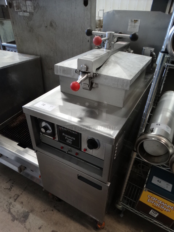 BEAUTIFUL! Henny Penny Model 600 Stainless Steel Commercial Gas Powered Pressure Fryer on Commercial Casters. 18x38x48 - Image 2 of 11