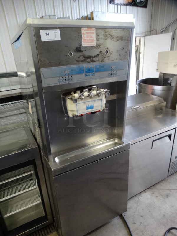 BEAUTIFUL! 2006 Taylor Model 8756-33 Stainless Steel Commercial Floor Style Air Cooled 2 Flavor w/ Twist Soft Serve Ice Cream Machine on Commercial Casters. 208-230 Volts, 3 Phase. 26x36x69 - Image 2 of 10
