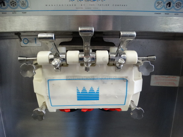 BEAUTIFUL! 2006 Taylor Model 8756-33 Stainless Steel Commercial Floor Style Air Cooled 2 Flavor w/ Twist Soft Serve Ice Cream Machine on Commercial Casters. 208-230 Volts, 3 Phase. 26x36x69 - Image 3 of 10