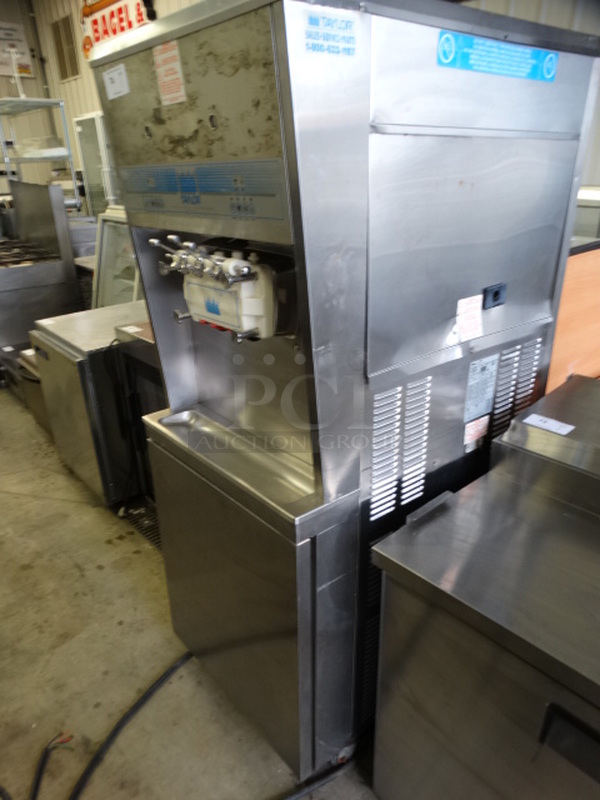 BEAUTIFUL! 2006 Taylor Model 8756-33 Stainless Steel Commercial Floor Style Air Cooled 2 Flavor w/ Twist Soft Serve Ice Cream Machine on Commercial Casters. 208-230 Volts, 3 Phase. 26x36x69 - Image 4 of 10