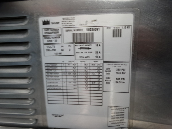 BEAUTIFUL! 2006 Taylor Model 8756-33 Stainless Steel Commercial Floor Style Air Cooled 2 Flavor w/ Twist Soft Serve Ice Cream Machine on Commercial Casters. 208-230 Volts, 3 Phase. 26x36x69 - Image 10 of 10