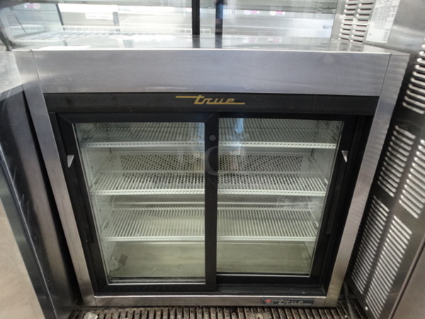WOW! 2014 True Model TSD-09G-LD Stainless Steel Commercial 2 Door Cooler Merchandiser. 115 Volts, 1 Phase. 36x21x35. Tested and Working!