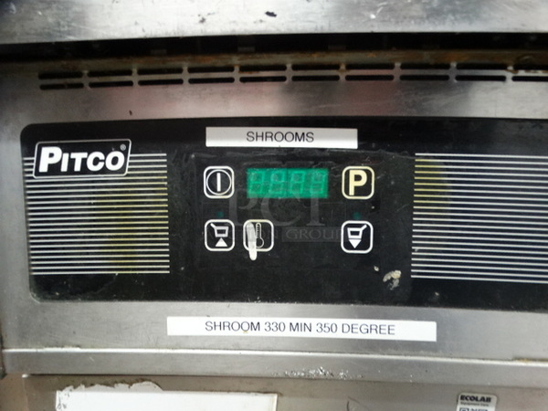 AWESOME! 2014 Pitco Frialator Model SSH55 Stainless Steel Commercial Natural Gas Powered 2 Bay Deep Fat Fryer w/ Filtration System on Commercial Casters. 80,000 BTU. 31x34x47 - Image 6 of 10
