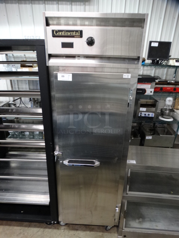 NICE! Continental Model DL1W-SS Stainless Steel Commercial Single Door Reach In Cooler on Commercial Casters. 115/208-230 Volts, 1 Phase. 26x34x83. Cannot Test - Unit Was Previously Hardwired - Image 1 of 8