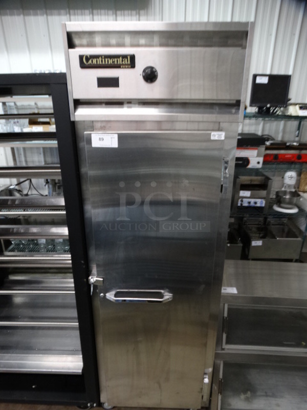 NICE! Continental Model DL1W-SS Stainless Steel Commercial Single Door Reach In Cooler on Commercial Casters. 115/208-230 Volts, 1 Phase. 26x34x83. Cannot Test - Unit Was Previously Hardwired - Image 2 of 8