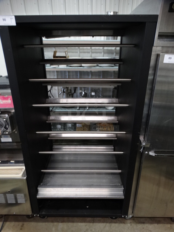 Metal Commercial Floor Style Bakery Bagel Display Unit on Commercial Casters. 38x35x76