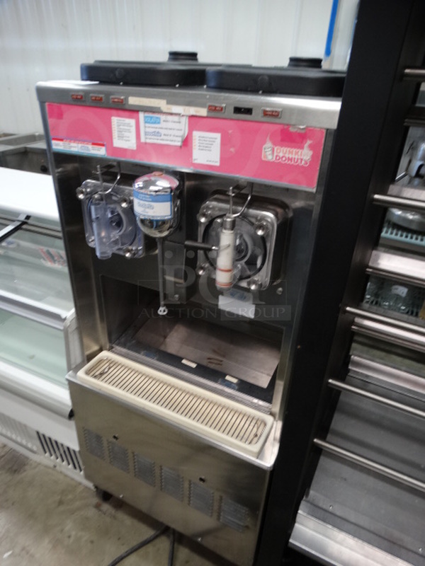 SWEET! 2005 Taylor Model 342D-27 Stainless Steel Commercial Floor Style Air Cooled 2 Flavor Frozen Beverage Machine w/ Milkshake Mixer Attachment on Commercial Casters. 208-230 Volts, 1 Phase. 26x34x60 - Image 2 of 9