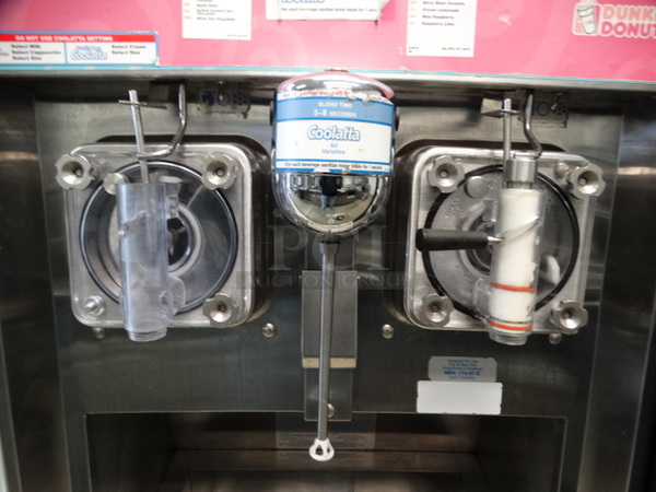 SWEET! 2005 Taylor Model 342D-27 Stainless Steel Commercial Floor Style Air Cooled 2 Flavor Frozen Beverage Machine w/ Milkshake Mixer Attachment on Commercial Casters. 208-230 Volts, 1 Phase. 26x34x60 - Image 4 of 9