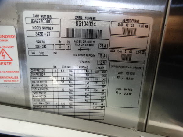 SWEET! 2005 Taylor Model 342D-27 Stainless Steel Commercial Floor Style Air Cooled 2 Flavor Frozen Beverage Machine w/ Milkshake Mixer Attachment on Commercial Casters. 208-230 Volts, 1 Phase. 26x34x60 - Image 9 of 9
