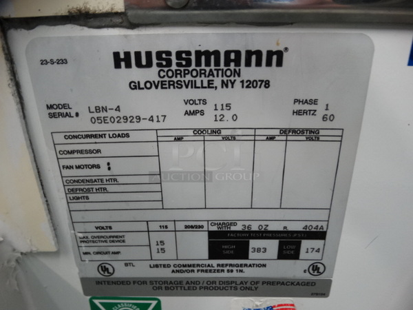 NICE! Hussmann Model LBN-4 Metal Commercial Floor Style Novelty Ice Cream Freezer Merchandiser w/ 2 Sliding Lids. 115 Volts, 1 Phase. 49x32x39. Tested and Working! - Image 6 of 7