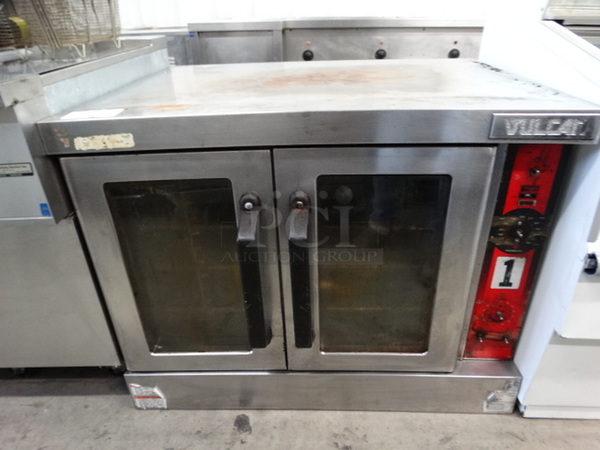 BEAUTIFUL! Vulcan Stainless Steel Commercial Gas Powered Full Size Convection Oven w/ View Through Doors, Metal Oven Racks and Thermostatic Controls. 40x31x31.5 - Image 1 of 8