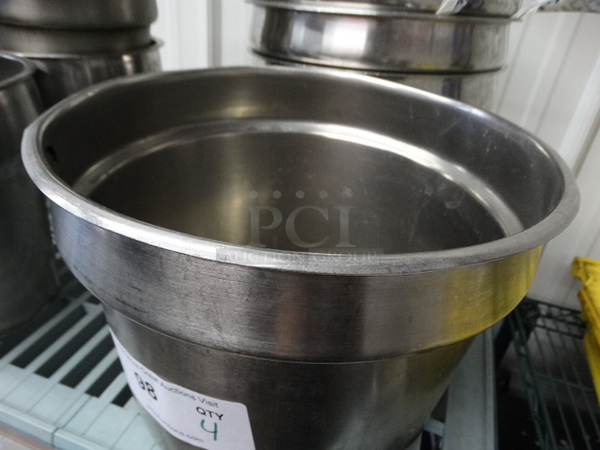 4 Stainless Steel Cylindrical Drop In Bins. 11.5x11.5x8. 4 Times Your Bid! - Image 2 of 2