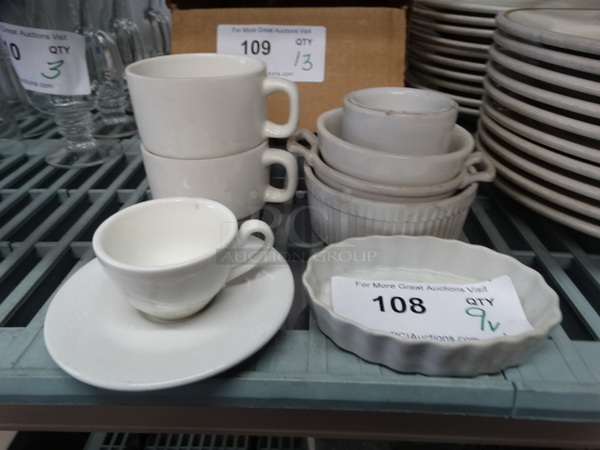 9 Various White Ceramic Dishes Including Mugs and Plate. 9 Times Your Bid! - Image 1 of 4