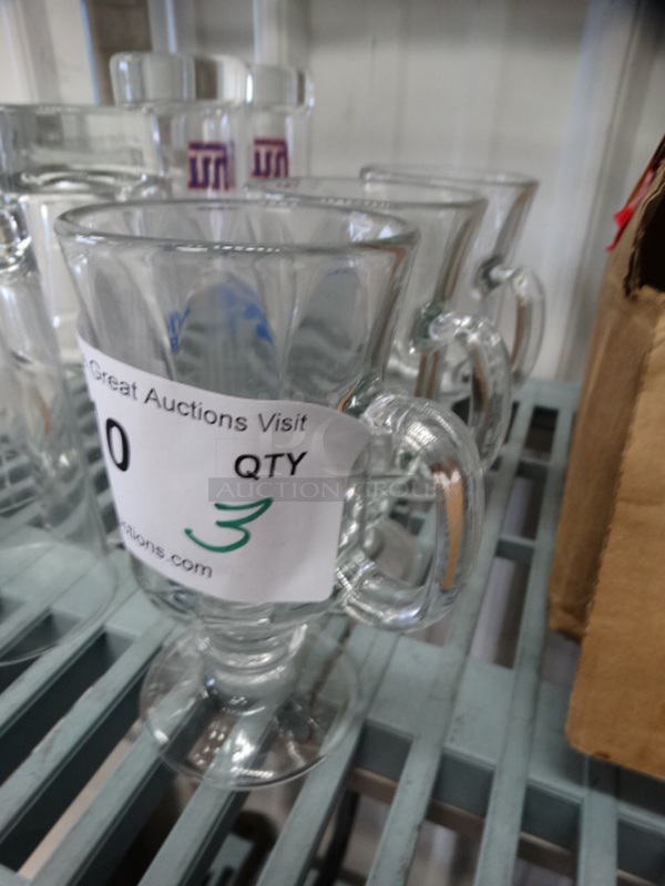 3 Glass Footed Mugs. 4.5x3x6. 3 Times Your Bid! - Image 3 of 3