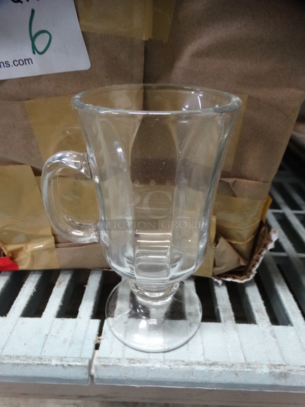 6 Glass Footed Mugs. 4.5x3x6. 6 Times Your Bid!
