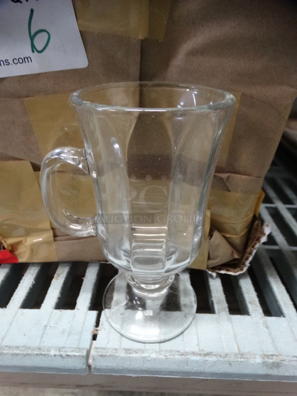 6 Glass Footed Mugs. 4.5x3x6. 6 Times Your Bid! - Image 1 of 3