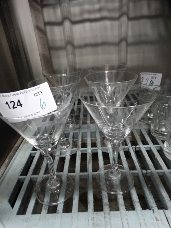 6 Martini Glasses. 4.25x4.25x7. 6 Times Your Bid!