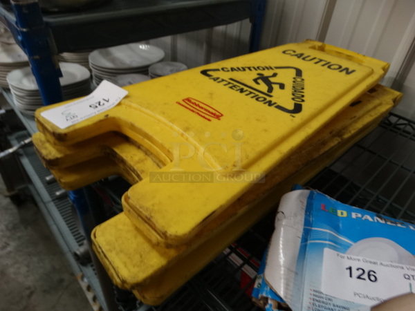 3 Yellow Poly Wet Floor Caution Signs. 11x1x26. 3 Times Your Bid!