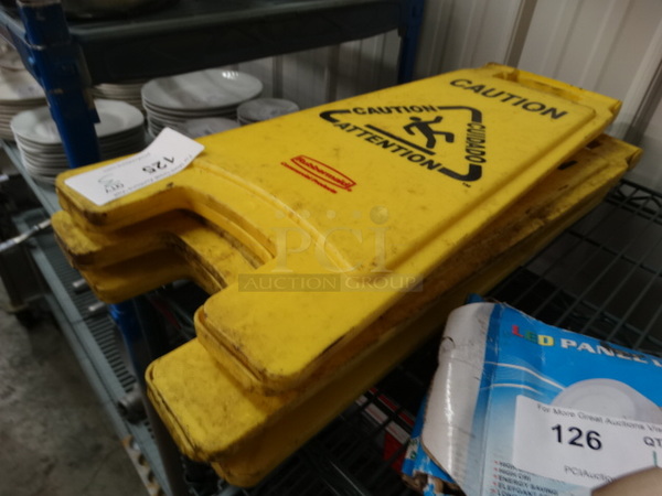 3 Yellow Poly Wet Floor Caution Signs. 11x1x26. 3 Times Your Bid! - Image 1 of 3