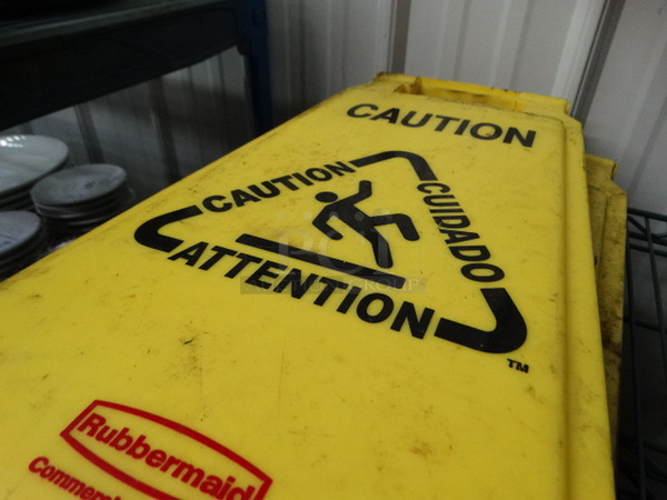 3 Yellow Poly Wet Floor Caution Signs. 11x1x26. 3 Times Your Bid! - Image 2 of 3